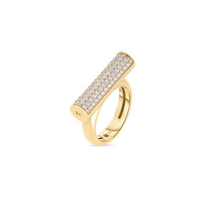 Roberto Coin 18K Yellow Gold Domino Pave Diamond Bar Ring
