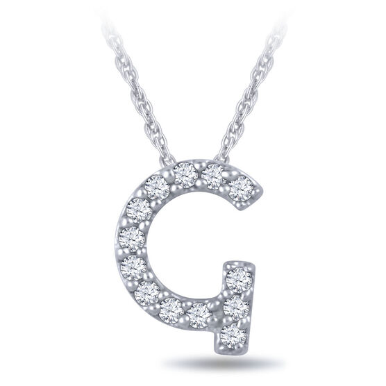 Diamond Initial Pendant 14K Letter 'G'