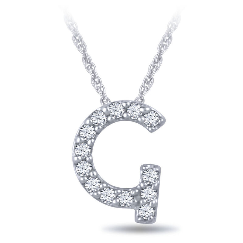Diamond Initial Pendant 14K Letter 'G' image number 1