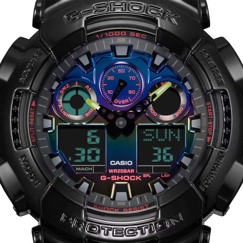 G-Shock Analog-Digital Watch Multicolor Dial Black Resin Strap, 55mm image number 5