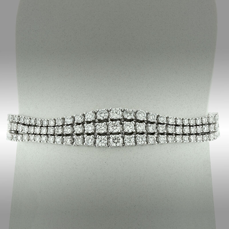 Bolo Three Row Diamond Bracelet 14K, 3 ctw. image number 2