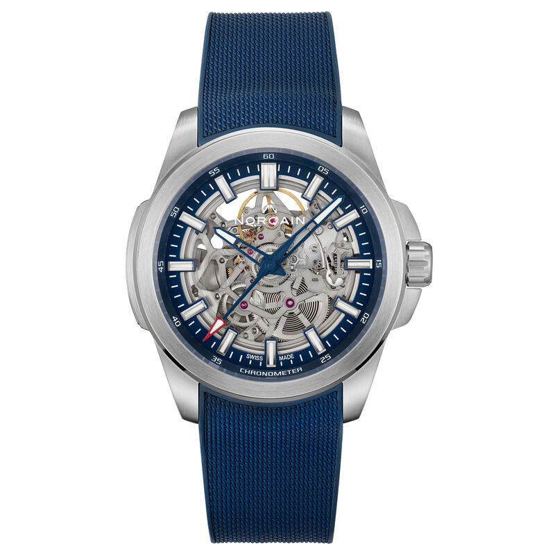 NORQAIN Independence Skeleton Blue Dial Watch, 42mm image number 0