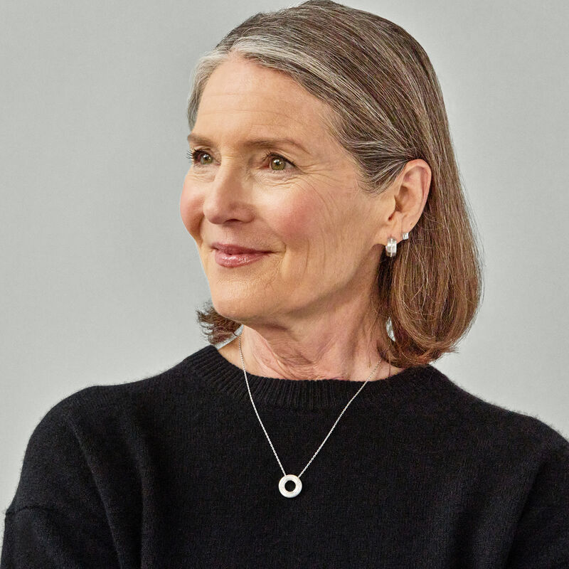 Diamond Donut Pendant, Sterling Silver image number 3