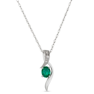 Emerald & Diamond Pendant 14K