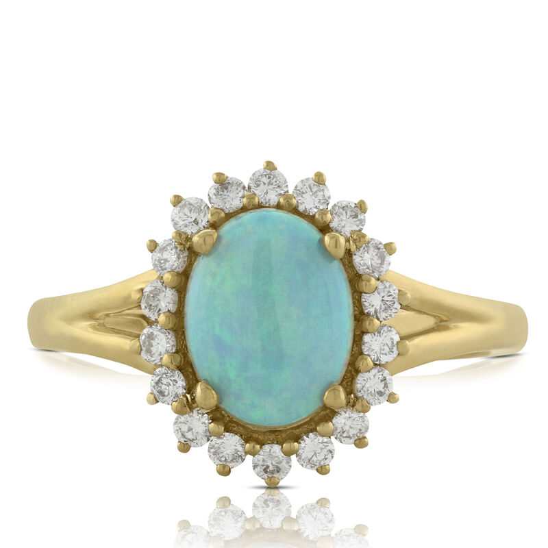 Opal & Diamond Ring 14K image number 1