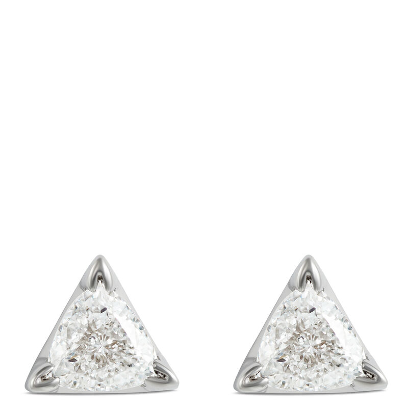 Solitaire Trillion Diamond Earrings, 14K Yellow Gold image number 0