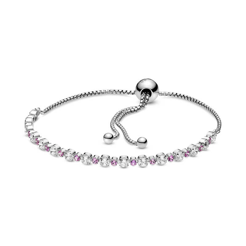 Pandora Pink Sapphire & Clear CZ Sparkle Slider Bracelet image number 0