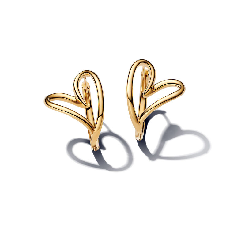 Pandora Organically Shaped Heart Hoop Earrings image number 1