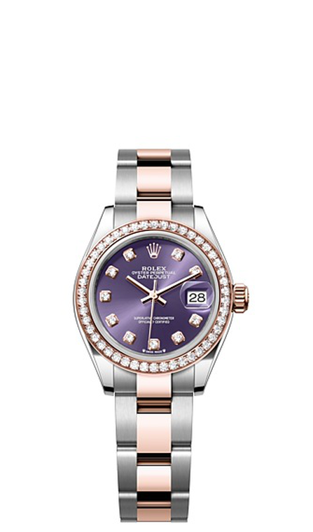 Rolex Lady-Datejust Oyster, 28 mm, Oystersteel, Everose gold and diamonds - M279381RBR-0016 at Ben Bridge
