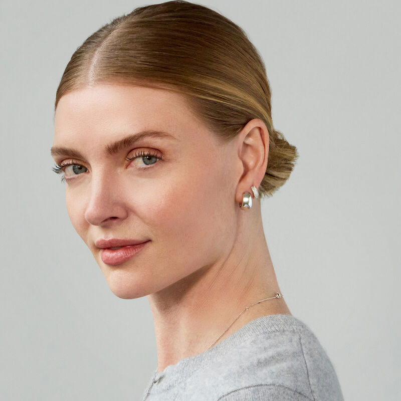 Diamond Hoops, Sterling Silver image number 2