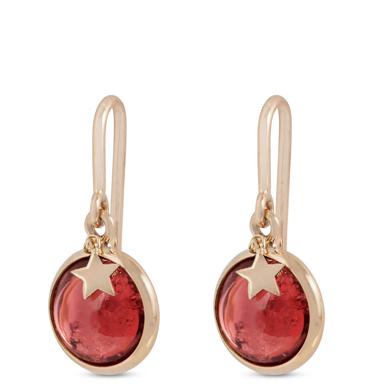 Lisa Bridge Round Pink Tourmaline Earrings with Star Overlay in 14K Yellow Gold image number 0