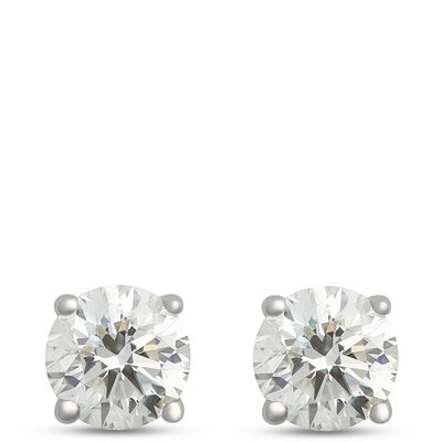 Classic Round Diamond Studs, ⅔ Carat, in 14K White Gold