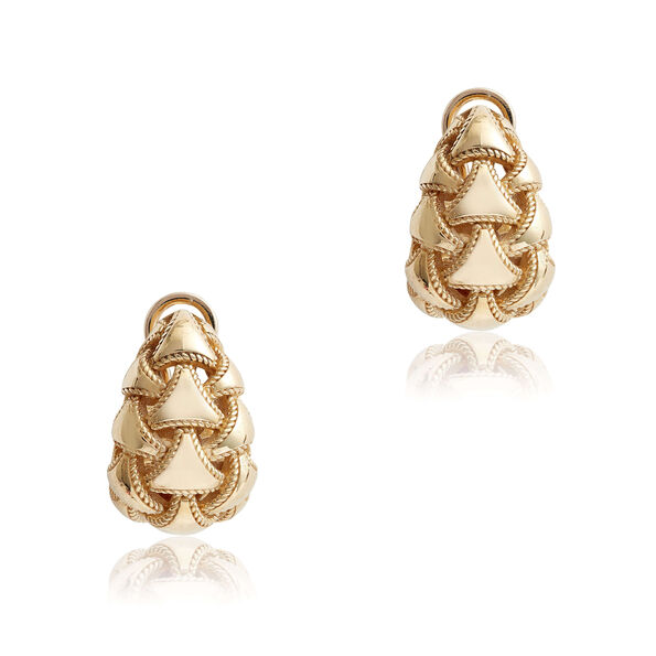 Toscano Woven Domed "J" Hoop Earrings, 14K Yellow Gold