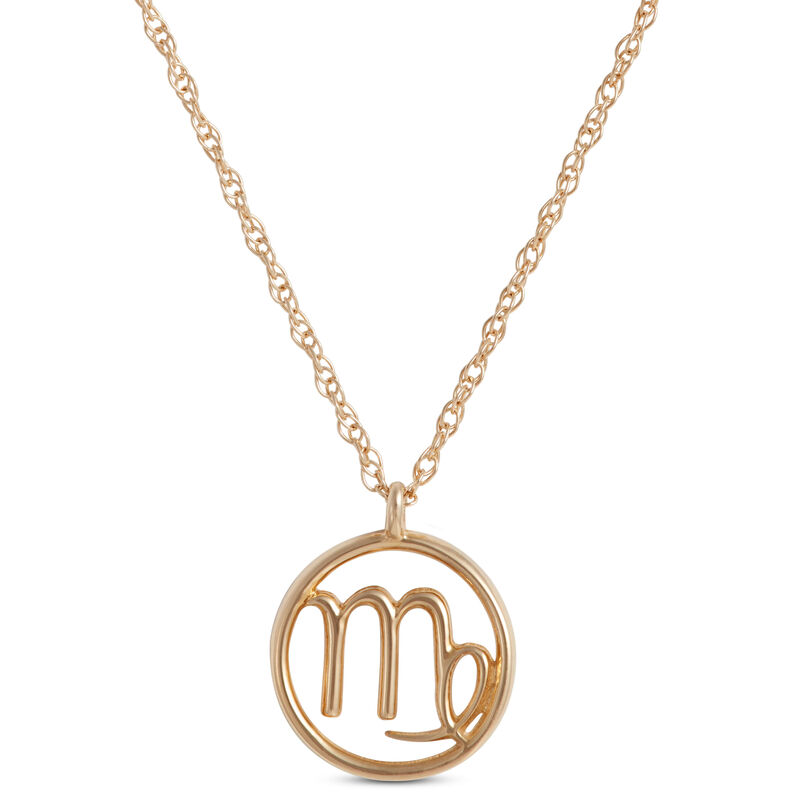 Virgo Zodiac Sign Pendant Necklace, 14K Yellow Gold image number 0