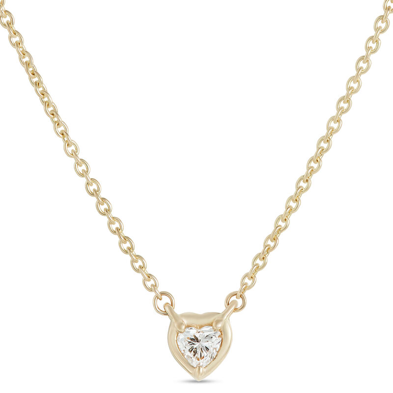 Heart Shaped Diamond Necklace, 14K Yellow Gold image number 0