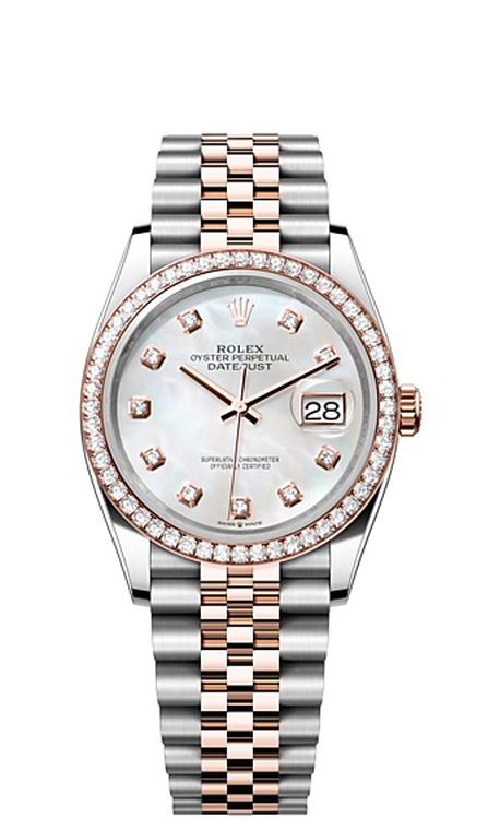 Rolex Datejust 36 Datejust Oyster, 36 mm, Oystersteel, Everose gold and diamonds - M126281RBR-0009 at Ben Bridge