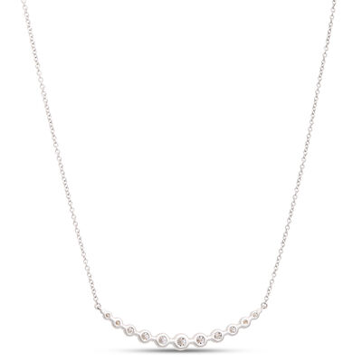 Round Diamond in Graduated Sizes Necklace, 18K White Gold