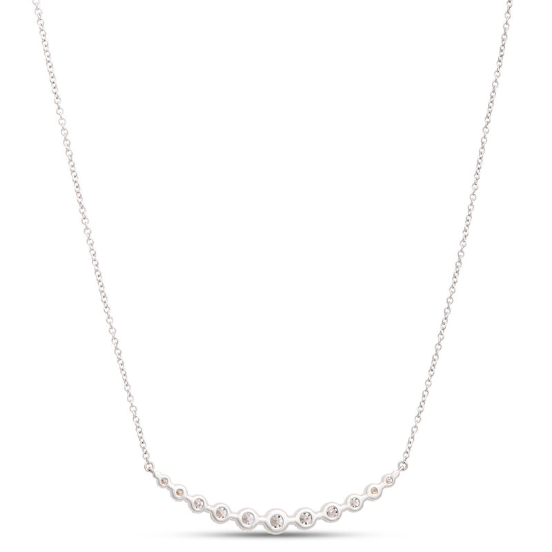 Round Diamond in Graduated Sizes Necklace, 18K White Gold image number 1