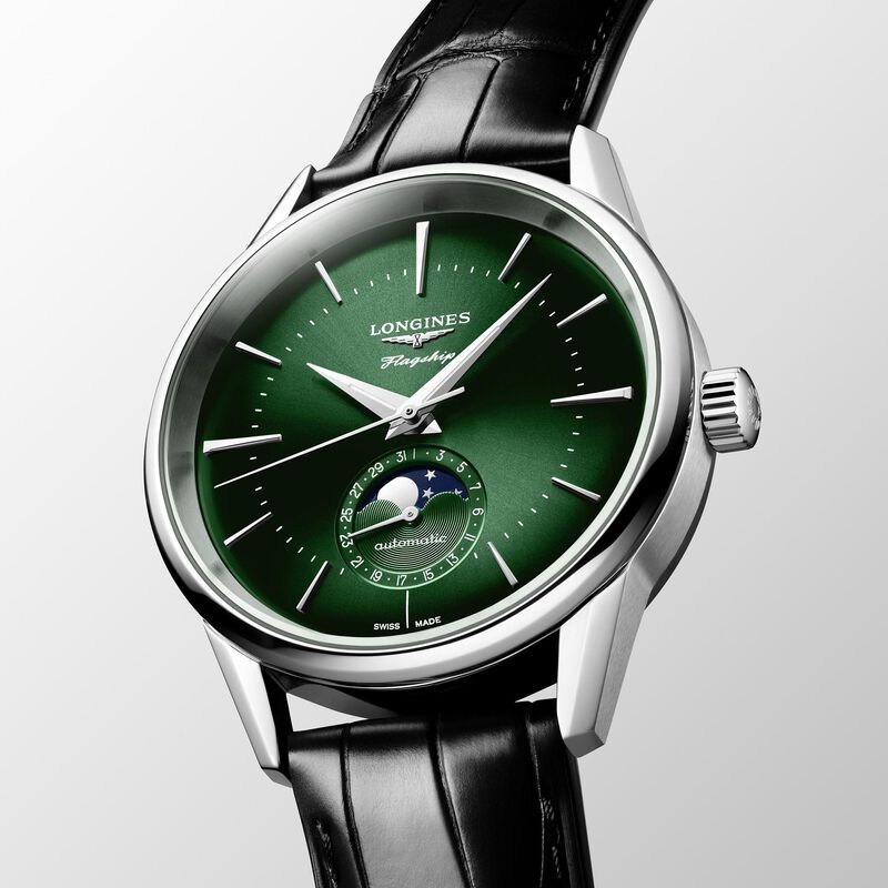 Longines Flagship Heritage Moonphase Green Dial Watch, 38.5mm image number 1