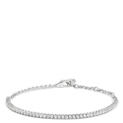 White Gold Finish Created Diamond Princess Cut Tennis Bracelet 7.5-7.99 Inches