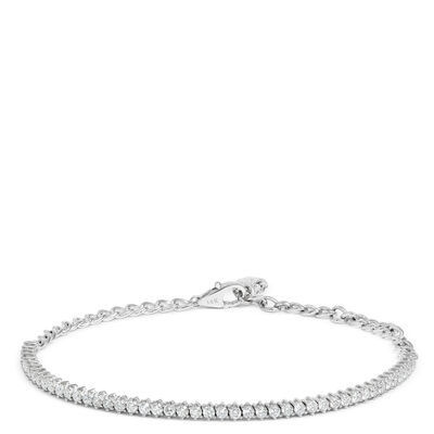 Diamond and Chain Bracelet, 14K White Gold