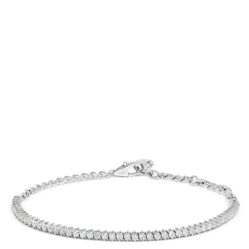 Diamond and Chain Bracelet, 14K White Gold image number 0