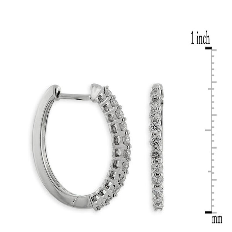 Oval Diamond Hoop Earrings 14K, 1/2 ctw. image number 2