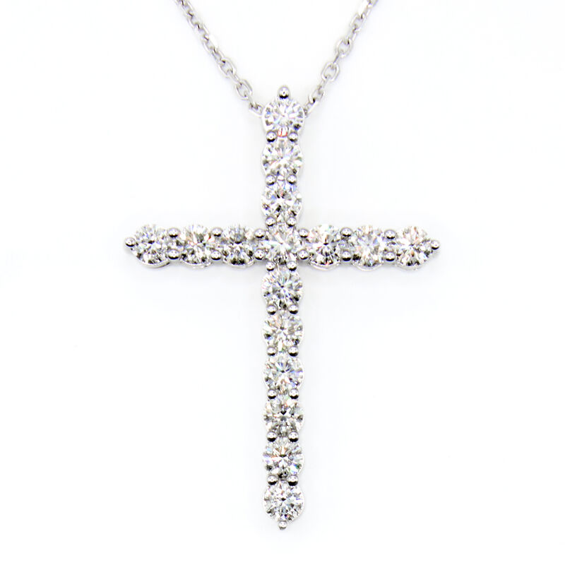 Diamond Cross Pendant, 14K White Gold image number 1