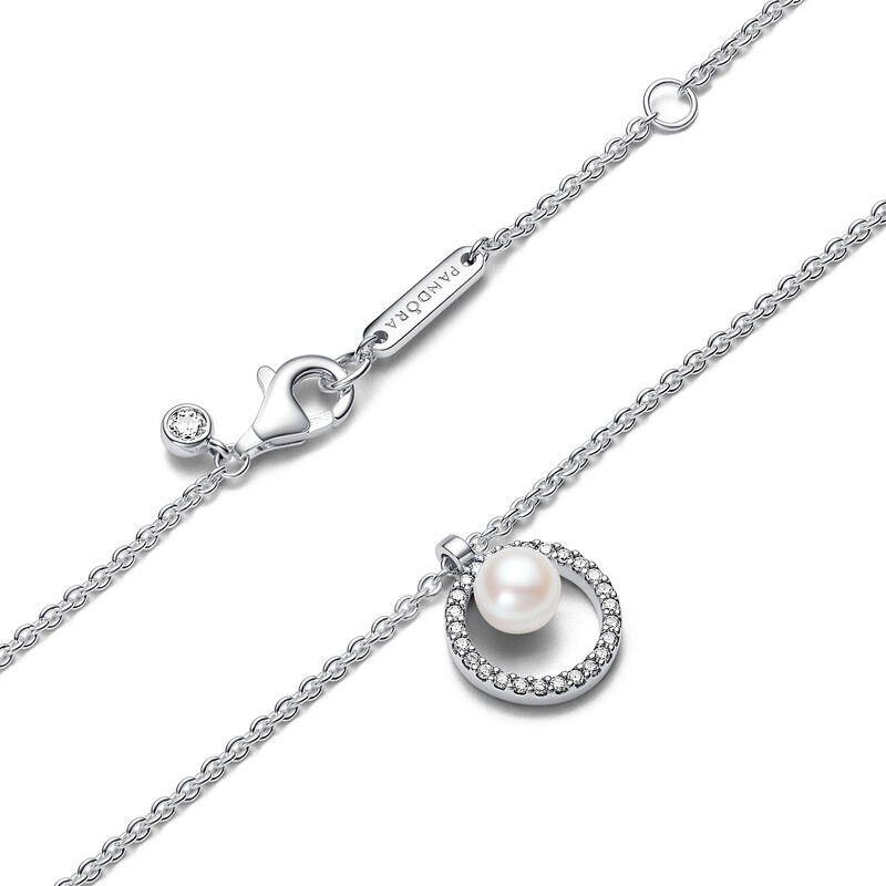 Pandora Treated Freshwater Cultured Pearl & Pav� Collier Necklace image number 2