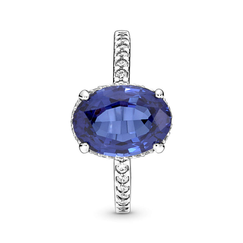 Pandora Sparkling Blue Crystal Statement CZ Halo Ring image number 1
