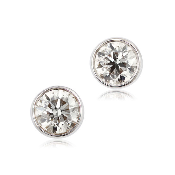 Bezel Set Martini-Style Diamond Earrings 14K