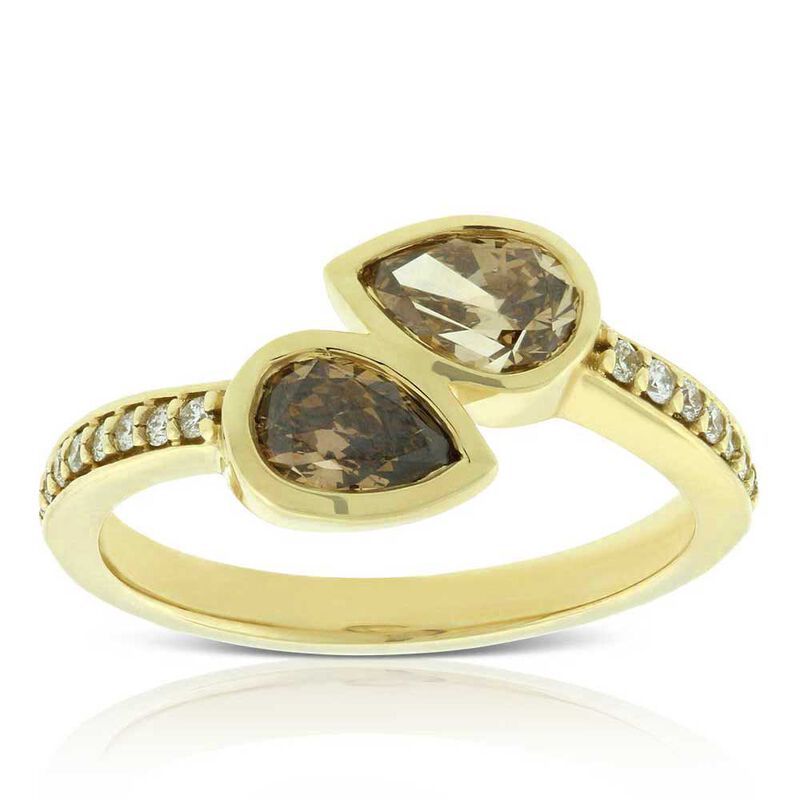 Brown & White Diamond Bypass Ring 14K image number 0