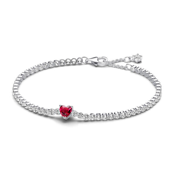 Pandora Red Sparkling Heart Tennis Bracelet