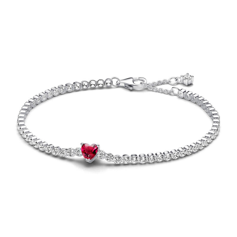 Pandora Red Sparkling Heart Tennis Bracelet image number 0