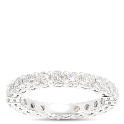 Classic Round Diamond Eternity Band, 2 Carat Total Weight, Platinum Size 6.5