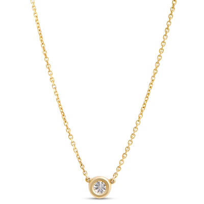 Classic Round Diamond Necklace, &frac14; Carat, 14K Yellow Gold