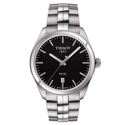 Tissot PR 100 Black Dial Steel Quartz Watch, 39mm