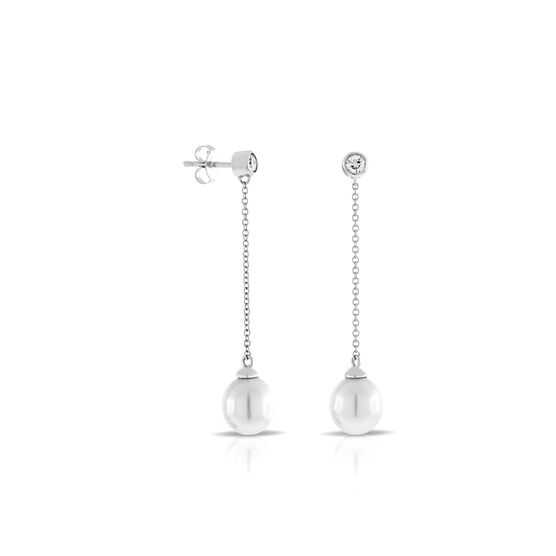Cultured Freshwater Pearl & Diamond Earrings 14K