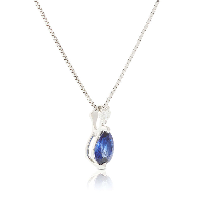 Pear Sapphire & Diamond Necklace 14K image number 2