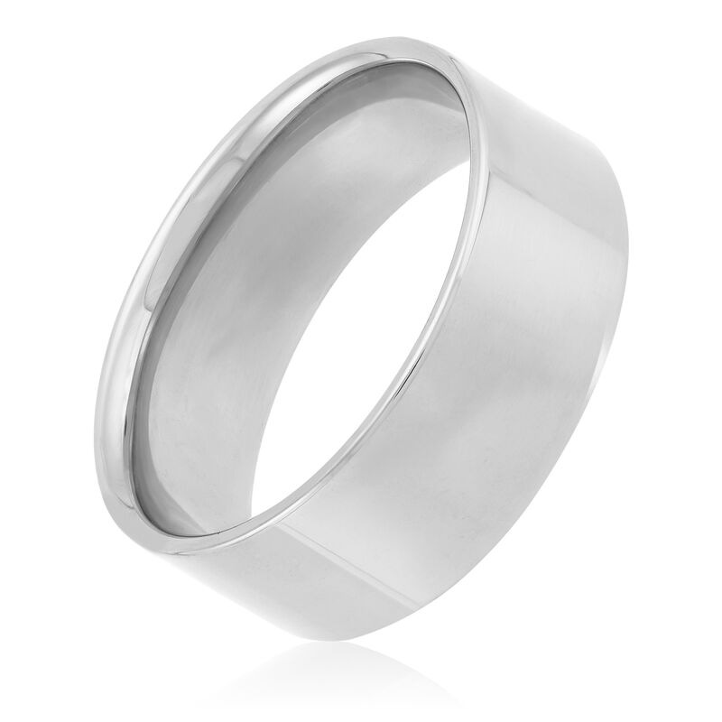 Polished Pipe Comfort Fit 8mm Band in Platinum image number 0