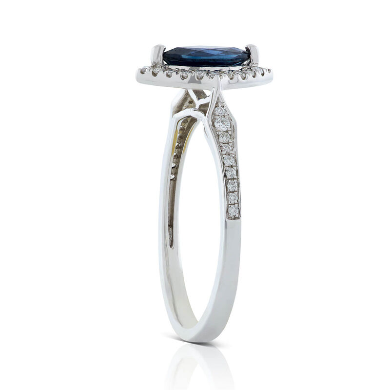 Marquise Sapphire & Diamond Halo Ring 14K image number 1
