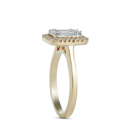Cluster Diamond Bridal Ring, 14K Yellow Gold