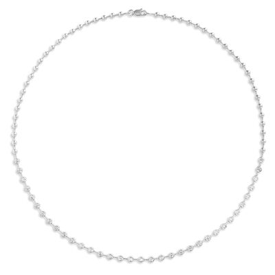 17-Inch Bezel Set Diamond Station Necklace, 14K White Gold