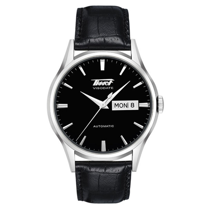 Tissot Heritage Visodate Automatic Black Dial Leather Watch, 40mm image number 1