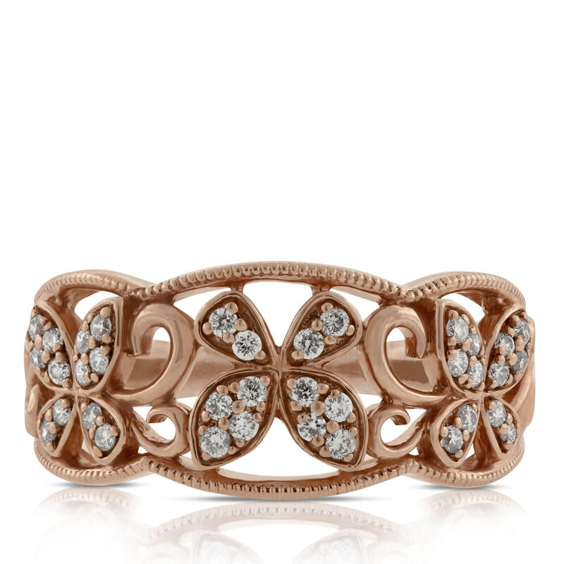 Rose Gold Butterfly Diamond Band 14K image number 2