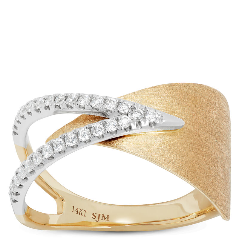 Split Shank Two-Tone Diamond Ring, 14K Mixed Gold image number 0