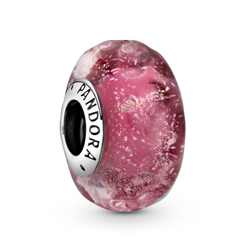 Pandora Wavy Fancy Pink Murano Glass Charm image number 0