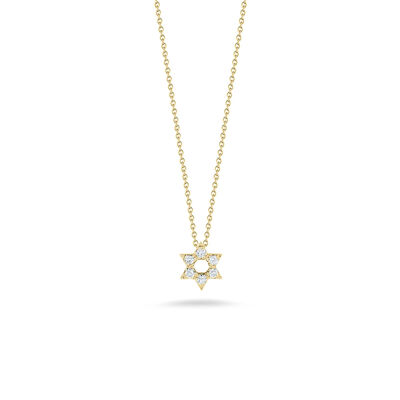 Roberto Coin 18K Yellow Gold Tiny Treasures Diamond Star Of David Necklace