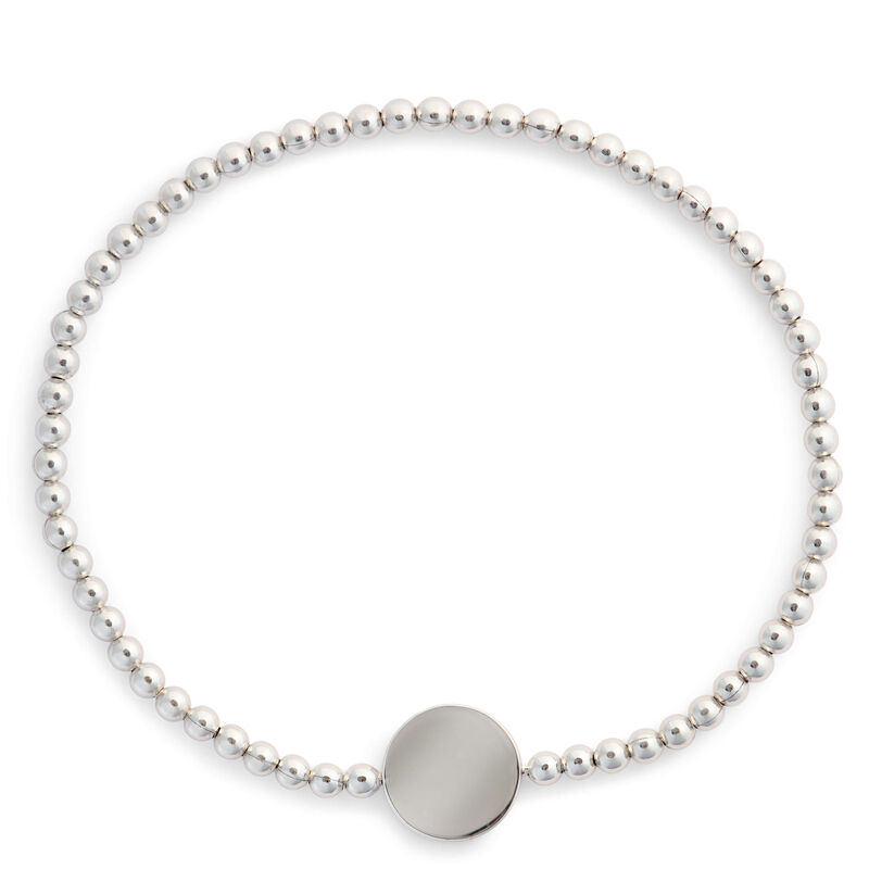 Lisa Bridge Stretchy Engravable Bead Bracelet, Sterling Silver image number 0