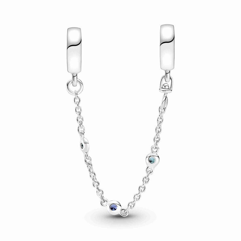 Pandora Triple Blue Stone Safety Chain image number 1